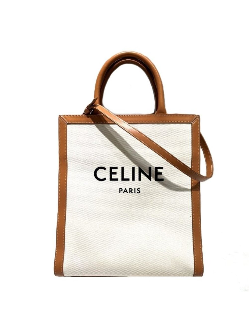 Celine Small Vertical Cabas Tote Bag Canvas Leather